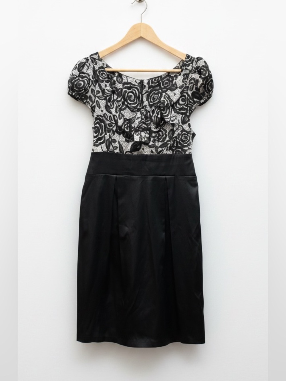Mystic Black Satiny Tie Back Faux Lace Babydoll Dress Size L